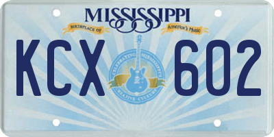 MS license plate KCX602