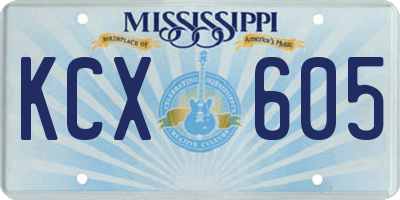 MS license plate KCX605