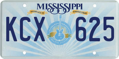 MS license plate KCX625