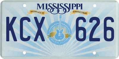 MS license plate KCX626