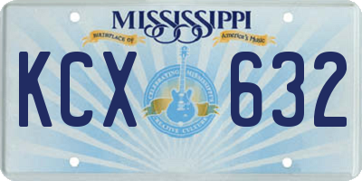 MS license plate KCX632