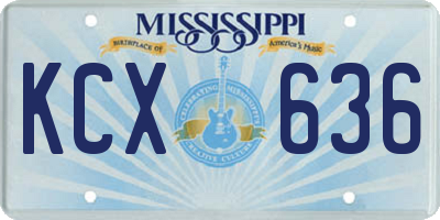 MS license plate KCX636