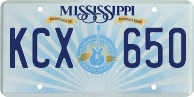 MS license plate KCX650