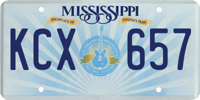 MS license plate KCX657