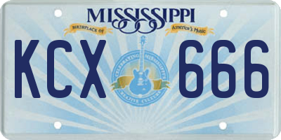 MS license plate KCX666