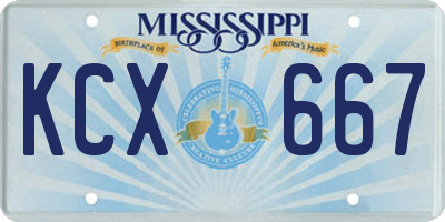 MS license plate KCX667