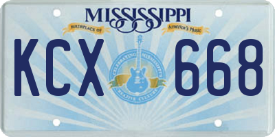 MS license plate KCX668