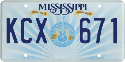 MS license plate KCX671