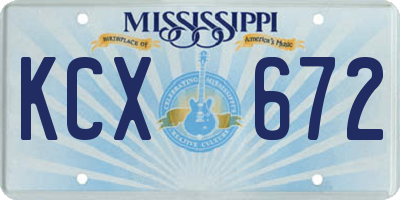 MS license plate KCX672