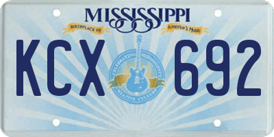 MS license plate KCX692