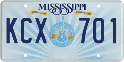 MS license plate KCX701