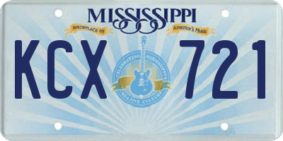 MS license plate KCX721