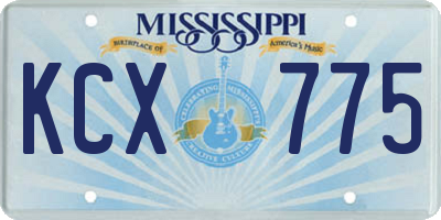 MS license plate KCX775