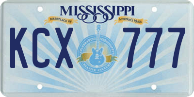 MS license plate KCX777