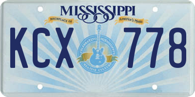 MS license plate KCX778