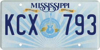 MS license plate KCX793