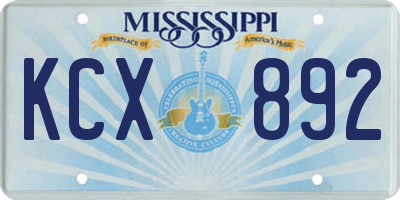 MS license plate KCX892