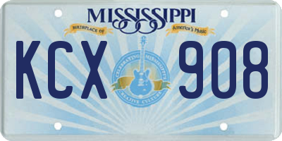 MS license plate KCX908