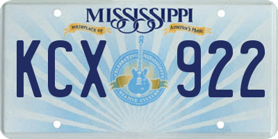 MS license plate KCX922