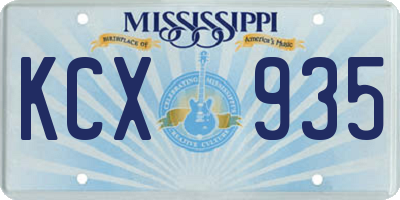 MS license plate KCX935
