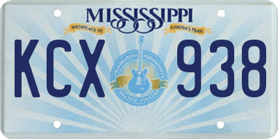 MS license plate KCX938