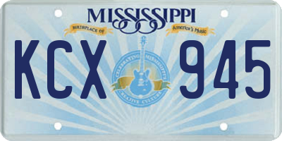MS license plate KCX945