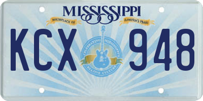 MS license plate KCX948
