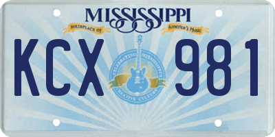 MS license plate KCX981