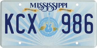 MS license plate KCX986