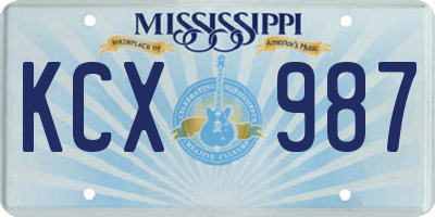 MS license plate KCX987