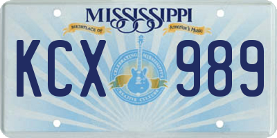 MS license plate KCX989