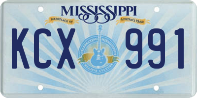 MS license plate KCX991