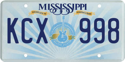MS license plate KCX998