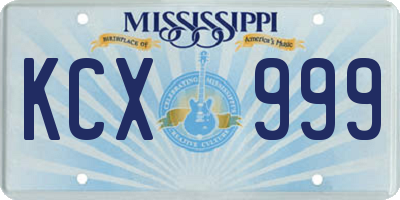 MS license plate KCX999