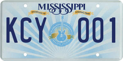 MS license plate KCY001