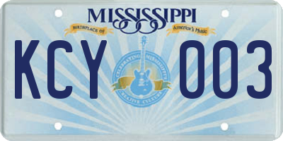 MS license plate KCY003