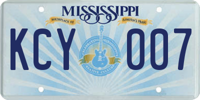 MS license plate KCY007