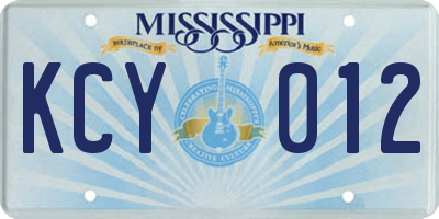 MS license plate KCY012