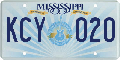 MS license plate KCY020