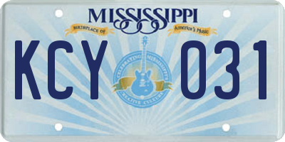 MS license plate KCY031