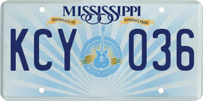 MS license plate KCY036