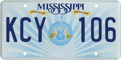 MS license plate KCY106