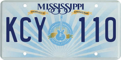 MS license plate KCY110