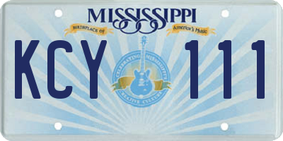 MS license plate KCY111