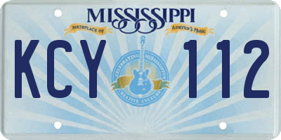MS license plate KCY112