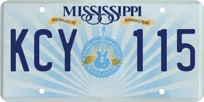 MS license plate KCY115