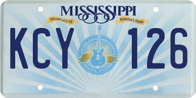 MS license plate KCY126