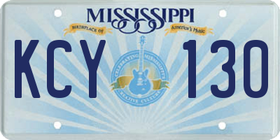 MS license plate KCY130