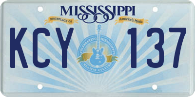 MS license plate KCY137