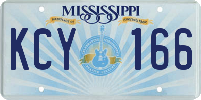 MS license plate KCY166